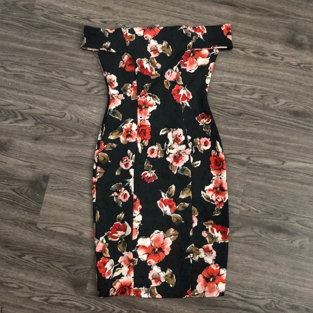 Off the Shoulder Bodycon Floral Dress